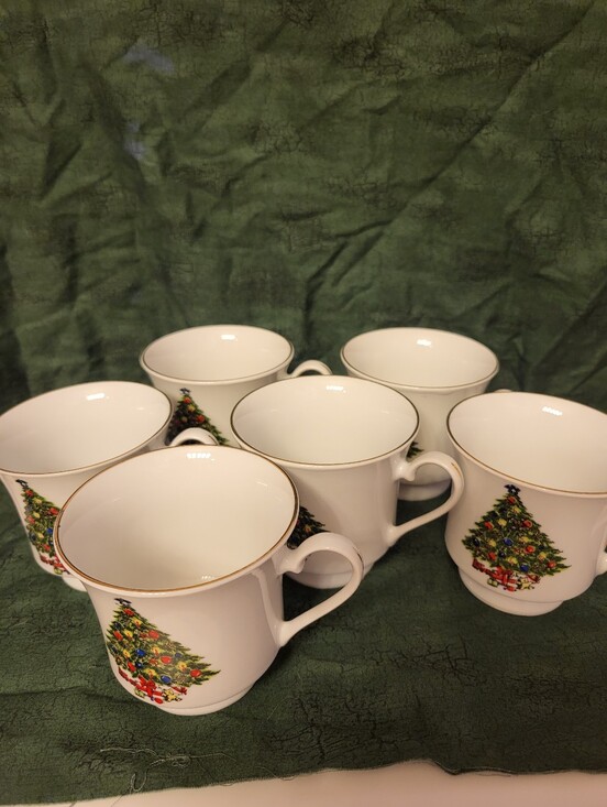 Seagull Other - Seagull Fine China Chistmas Tree Set Of 6 Mugs/cups